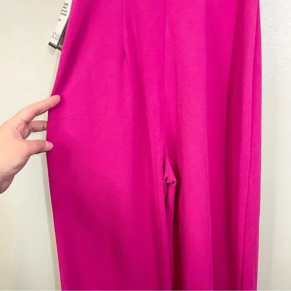 Bebe Sweetheart Neck Sleeveless Scuba Crepe Slit Jumpsuit Fuchsia Pink XS NWT - Picture 4 of 13